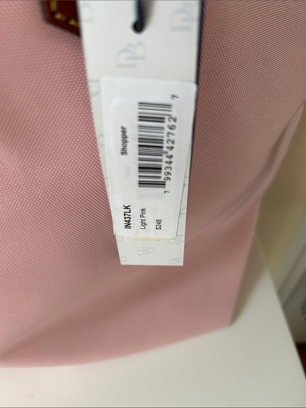 Dooney & Bourke Light Pink Tote with Brown Leather Trim - Picture 3 of 9